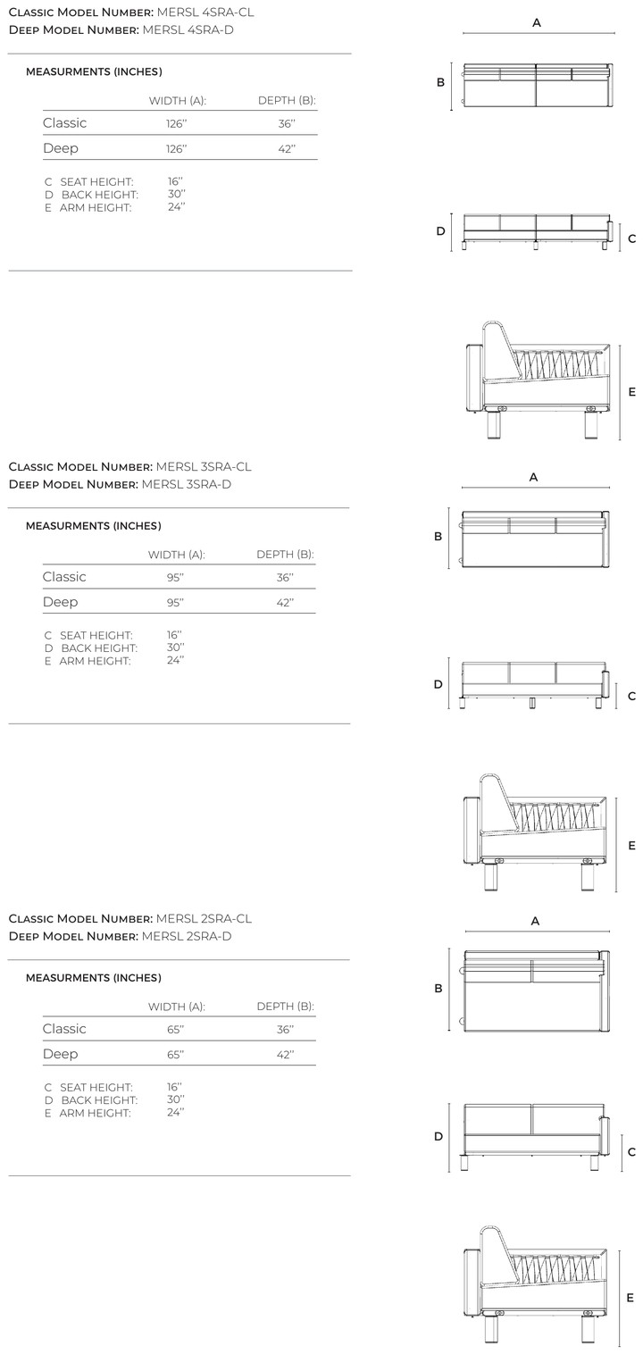 Modulo con bracciolo destro Sail dimensioni